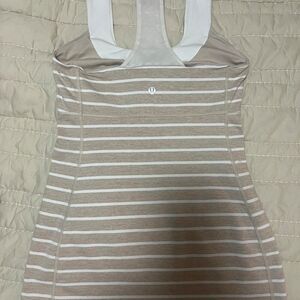 Lululemon Striped Racerback Tank in Taupe & White